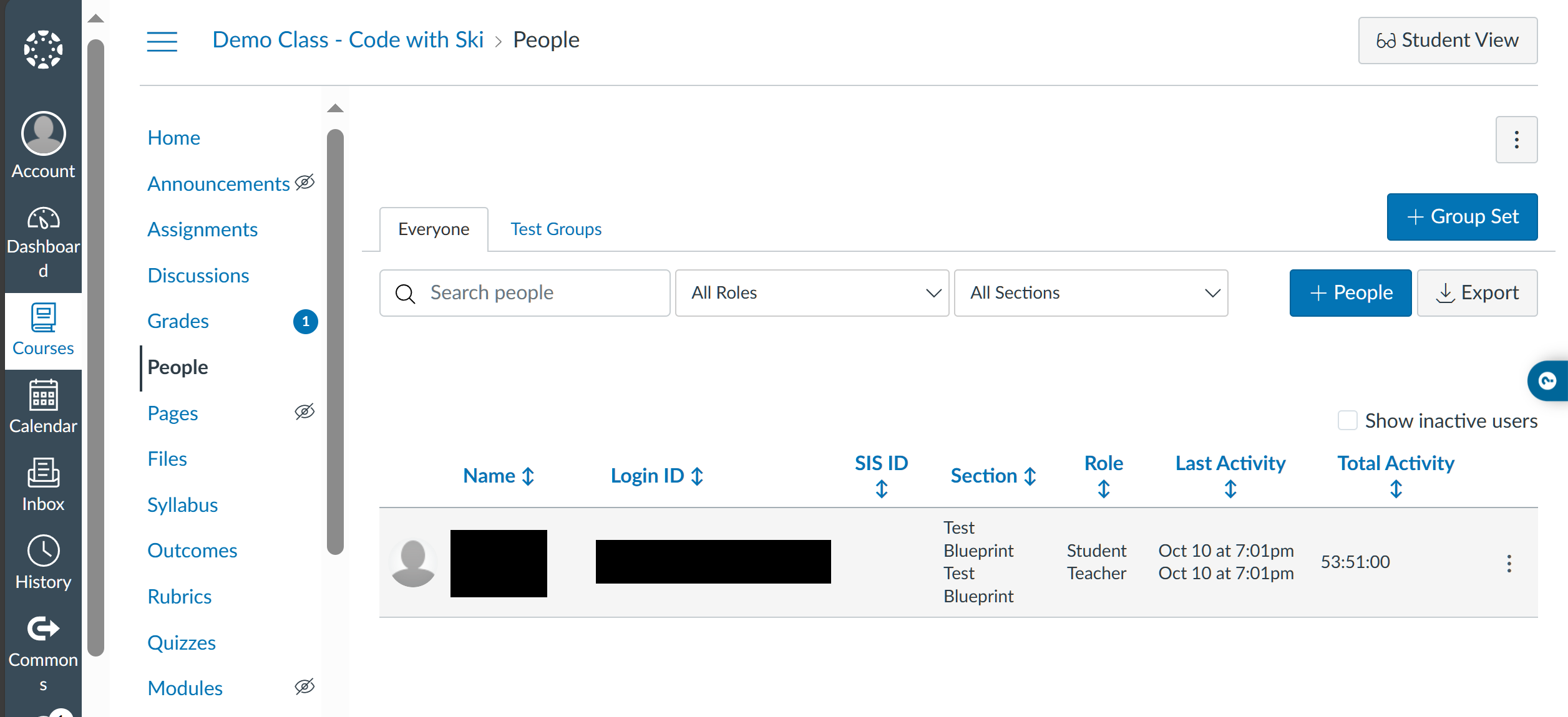 People page with modifications active
